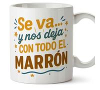 MUGFFINS taza regalo jubilación divertida | Se va… y nos deja con todo el marrón en Español | 330 Ml 11 oz | jubilacion v1