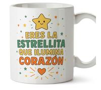 MUGFFINS taza regalo novia y novio con frase Eres la estrellita que ilumina mi corazón en Español | aniversario, regalos San Valentín, cumpleaños, novio, novia, romántico, amor | pareja-2 v1