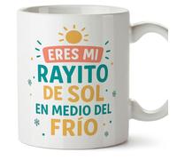 MUGFFINS taza regalo novia y novio con frase Eres mi rayito de sol en medio del frío en Español | aniversario, regalos San Valentín, cumpleaños, novio, novia, romántico, amor | pareja-2 v1