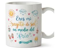 MUGFFINS taza regalo novia y novio con frase Eres mi rayito de sol en medio del frío en Español | aniversario, regalos San Valentín, novio, novia, cumpleaños, romántico, amor | enamorados v5
