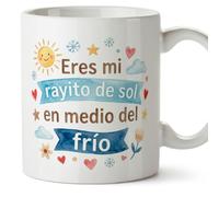 MUGFFINS taza regalo novia y novio con frase Eres mi rayito de sol en medio del frío en Español | aniversario, regalos San Valentín, novio, novia, cumpleaños, romántico, amor | enamorados v7