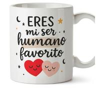 MUGFFINS taza regalo novia y novio con frase Eres mi ser humano favorito en Español | aniversario, regalos San Valentín, cumpleaños, novio, novia, romántico, amor | pareja-2 v1