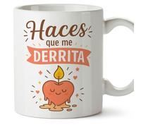 MUGFFINS taza regalo novia y novio con frase Haces que me derrita en Español | aniversario, regalos San Valentín, cumpleaños, novio, novia, romántico, amor | pareja-2 v1