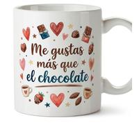 MUGFFINS taza regalo novia y novio con frase Me gustas más que el chocolate en Español | aniversario, regalos San Valentín, novio, novia, cumpleaños, romántico, amor | enamorados v1