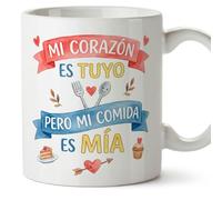 MUGFFINS taza regalo novia y novio con frase Mi corazón es tuyo pero mi comida es mía en Español | aniversario, regalos San Valentín, novio, novia, cumpleaños, romántico, amor | enamorados v1
