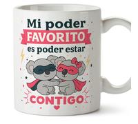 MUGFFINS taza regalo novia y novio con frase Mi poder favorito es poder estar contigo en Español | aniversario, regalos San Valentín, cumpleaños, novio, novia, romántico, amor | pareja-2 v3