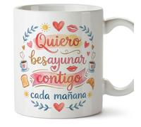 MUGFFINS taza regalo novia y novio con frase Quiero besayunar contigo cada mañana en Español | aniversario, regalos San Valentín, novio, novia, cumpleaños, romántico, amor | enamorados v1