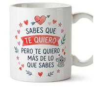MUGFFINS taza regalo novia y novio con frase Sabes que te quiero pero te quiero más en Español | aniversario, regalos San Valentín, novio, novia, cumpleaños, romántico, amor | enamorados v1