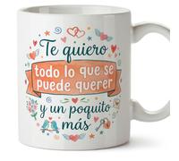 MUGFFINS taza regalo novia y novio con frase Te quiero todo lo que se puede querer y más en Español | aniversario, regalos San Valentín, novio, novia, cumpleaños, romántico, amor | enamorados v1