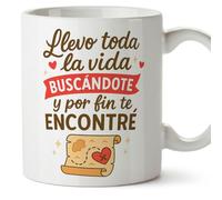 MUGFFINS taza regalo novia y novio con frase toda la vida buscándote por fin te encontré en Español | aniversario, regalos San Valentín, cumpleaños, novio, novia, romántico, amor | pareja-2 v1