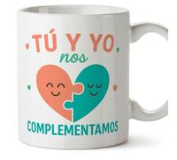 MUGFFINS taza regalo novia y novio con frase tú y yo nos complementamos en Español | aniversario, regalos San Valentín, cumpleaños, novio, novia, romántico, amor | pareja-2 v1