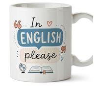 MUGFFINS Taza regalo profesora Inglés | In English please en Inglés | cerámica 330 Ml/11 oz | microondas y lavavajillas | Enseñanza v4