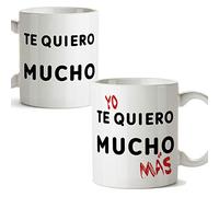 MUGFFINS Taza San Valentín (Te quiero) (Pack 2 Tazas) - Te quiero más - Regalos Originales y Divertidos de Aniversario para Novios, Enamorados, Pareja...