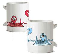 MUGFFINS Taza San Valentín (Te quiero) (Pack 2 tazas) - Tu y yo geoposición - Regalos para novios, Enamorados, Pareja.