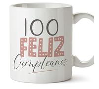 MUGFFINS Tazas 100 Cumpleaños - En Español - ¡Feliz Cumpleaños! Rosa - 11 oz / 330 ml - Regalo original y divertido
