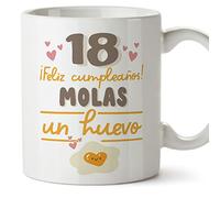MUGFFINS Tazas 18 Cumpleaños - En Español - Feliz Cumpleaños Molas un Huevo - 11 oz / 330 ml - Regalo original y divertido
