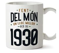 MUGFFINS Tazas 1930 Cumpleaños - En Catalán - Fent del Món un Lloc Millor - 11 oz / 330 ml - Regalo original y divertido