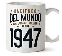 MUGFFINS Tazas 1947 Cumpleaños - En Español - Haciendo del Mundo un Lugar Mejor - 11 oz / 330 ml - Regalo original y divertido