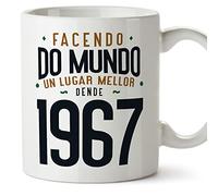 MUGFFINS Tazas 1967 Cumpleaños - En Gallego - Facendo do Mundo un Lugar Mellor - 11 oz / 330 ml - Regalo original y divertido