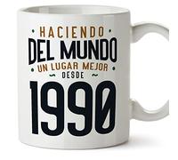 MUGFFINS Tazas 1990 Cumpleaños - En Español - Haciendo del Mundo un Lugar Mejor - 11 oz / 330 ml - Regalo original y divertido