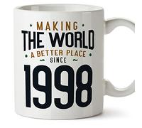 MUGFFINS Tazas 1998 Cumpleaños - En Inglés - Making the World a Better Place - 11 oz / 330 ml - Regalo original y divertido