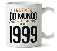 MUGFFINS Tazas 1999 Cumpleaños - En Gallego - Facendo do Mundo un Lugar Mellor - 11 oz / 330 ml - Regalo original y divertido