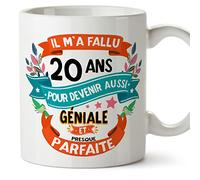 MUGFFINS Tazas 20 Cumpleaños - En Francés - Il m'a fallu 20 ans pour devenir aussi geniale - 11 oz - Regalo original y divertido