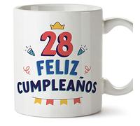 MUGFFINS Tazas 28 Cumpleaños - En Español - ¡Feliz Cumpleaños! - 11 oz / 330 ml - Regalo original y divertido