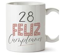 MUGFFINS Tazas 28 Cumpleaños - En Español - ¡Feliz Cumpleaños! Rosa - 11 oz / 330 ml - Regalo original y divertido