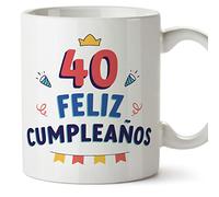 MUGFFINS Tazas 40 Cumpleaños - En Español - ¡Feliz Cumpleaños! - 11 oz / 330 ml - Regalo original y divertido