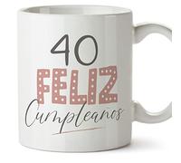 MUGFFINS Tazas 40 Cumpleaños - En Español - ¡Feliz Cumpleaños! Rosa - 11 oz / 330 ml - Regalo original y divertido