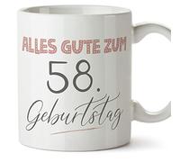 MUGFFINS Tazas 58 Cumpleaños - En Alemán - Alles Gute zum Geburtstag! Pinke - 11 oz / 330 ml - Regalo original y divertido