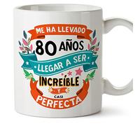 MUGFFINS Tazas 80 Cumpleaños - En Español - Me ha llevado 80 años llegar a ser increíble - 11 oz - Regalo original y divertido