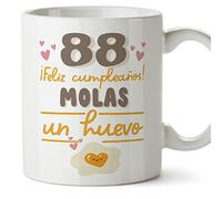 MUGFFINS Tazas 88 Cumpleaños - En Español - Feliz Cumpleaños Molas un Huevo - 11 oz / 330 ml - Regalo original y divertido