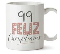 MUGFFINS Tazas 99 Cumpleaños - En Español - ¡Feliz Cumpleaños! Rosa - 11 oz / 330 ml - Regalo original y divertido