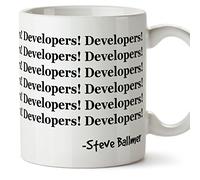 MUGFFINS Tazas de Desayuno Original para Regalar a programadores - Developers! Developers! Steve Ballmer - Cerámica 350 ml