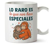MUGFFINS tazas mono punch con frases motivadoras | Lo raro es lo que nos hace especiales en Español | regalo motivador original | 330 Ml / 11 oz | desayuno y café | punch v2