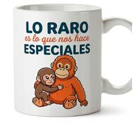 MUGFFINS tazas mono punch con frases motivadoras | Lo raro es lo que nos hace especiales en Español | regalo motivador original | 330 Ml / 11 oz | desayuno y café | punch v3