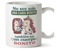 MUGFFINS tazas originales para regalar | No soy solo una cara bonita, también soy un cuerpo bonito en Español | tazas divertidas para regalar fitness gym | 330 Ml 11 oz | graciosas ego v1