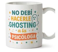 MUGFFINS tazas originales para regalar | tazas divertidas para regalar con frase No debí hacerle ghosting a la psicóloga en Español | humor, graciosas | Graciosas v1