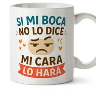 MUGFFINS tazas originales para regalar | tazas divertidas para regalar | humor borde, graciosas | Si mi boca no lo dice mi cara lo hará en Español | Graciosas v2