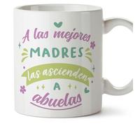 MUGFFINS Tazas para ABUELA - En Español - Mejores Madres Ascienden Abuelas - 11 oz / 330 ml - Regalo original y divertido