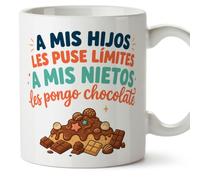 MUGFFINS tazas para abuelos y abuelas con frase | regalos divertidos | cumpleaños, navidad | A mis hijos les puse límites a mis nietos les pongo chocolate en Español | Abuelitos-3 v1