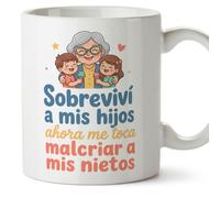 MUGFFINS tazas para abuelos y abuelas con frase | regalos divertidos | cumpleaños, navidad | Sobreviví a mis hijos ahora me toca malcriar a mis nietos en Español | Abuelitos-3 v1