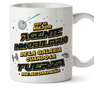 MUGFFINS Tazas para AGENTE INMOBILIARIO hombre - En Español - Mejor de la Galaxia Cuando Fuerza me Acompaña - 11 oz / 330 ml - Regalo original y divertido