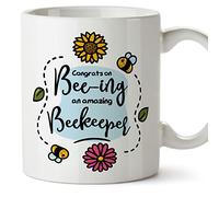 MUGFFINS Tazas para APICULTORA - En Inglés - Thanks For Beeing Amazing - 11 oz / 330 ml - Regalo original y divertido
