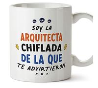 MUGFFINS Tazas para ARQUITECTA mujer - En Español - Todos te advirtieron - 11 oz / 330 ml - Regalo original y divertido