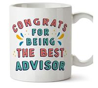 MUGFFINS Tazas para ASESORA - En Inglés - Congrats for being the best - 11 oz / 330 ml - Regalo original y divertido