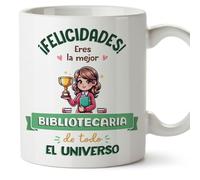 MUGFFINS Tazas para BIBLIOTECARIA mujer - En Español - Mejor Universo Trofeo - 11 oz / 330 ml - Regalo original y divertido