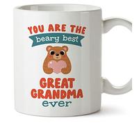 MUGFFINS Tazas para BISABUELA - En Inglés - You Are the Beary Best - 11 oz / 330 ml - Regalo original y divertido